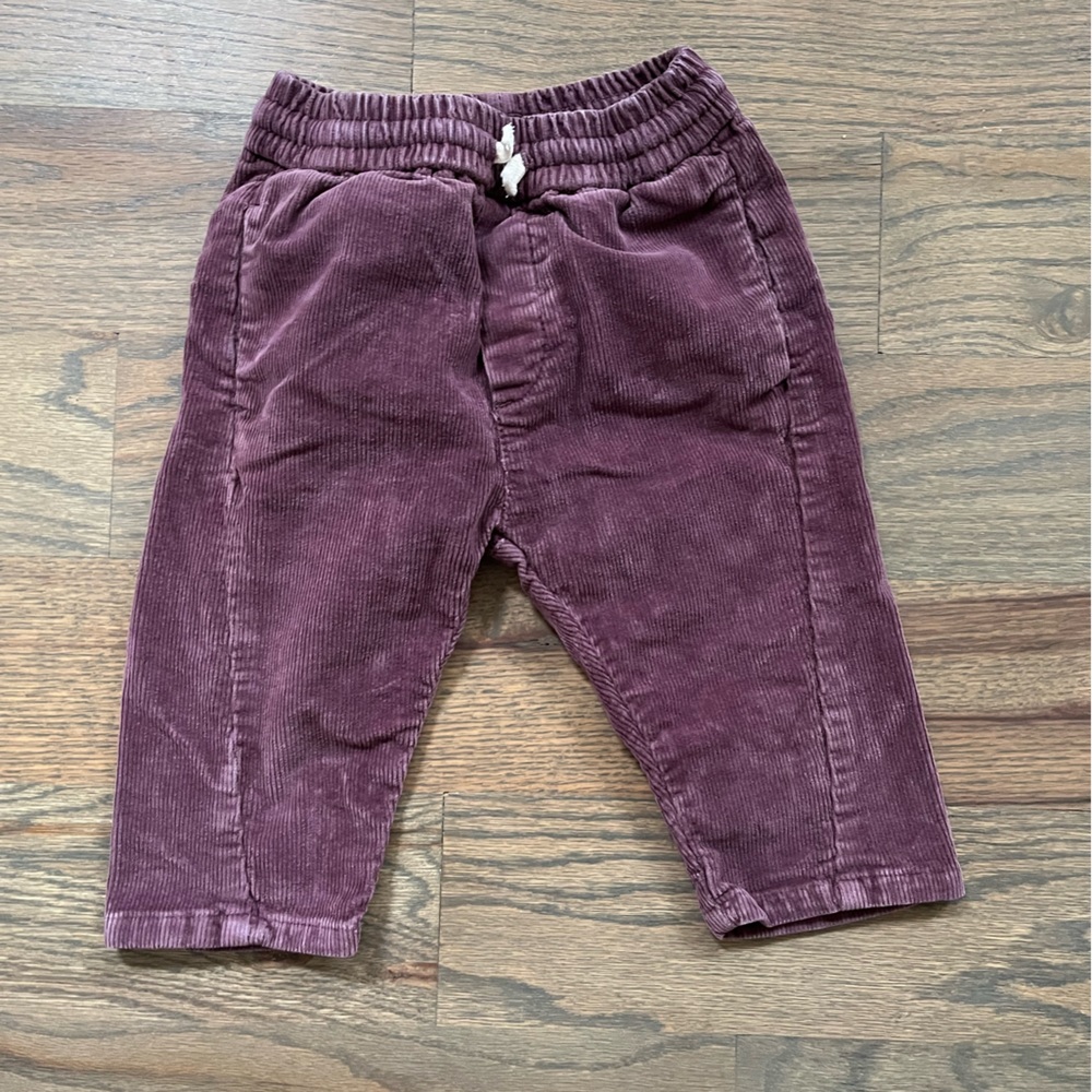 Zara Infant Boys Purple Corduroy Pants - Size 9-12 Months